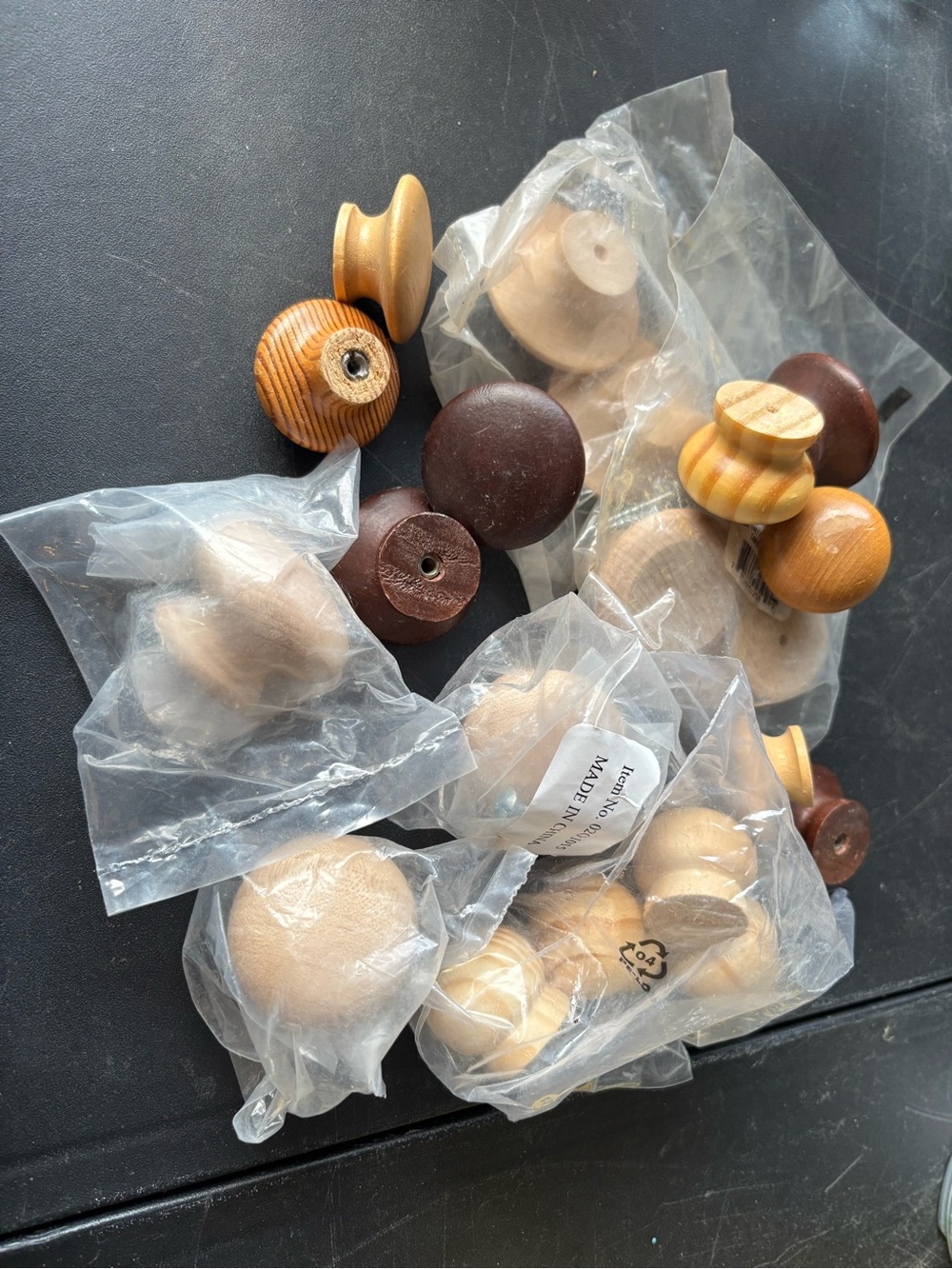 25pc  collection of wooden cabinet drawer knobs